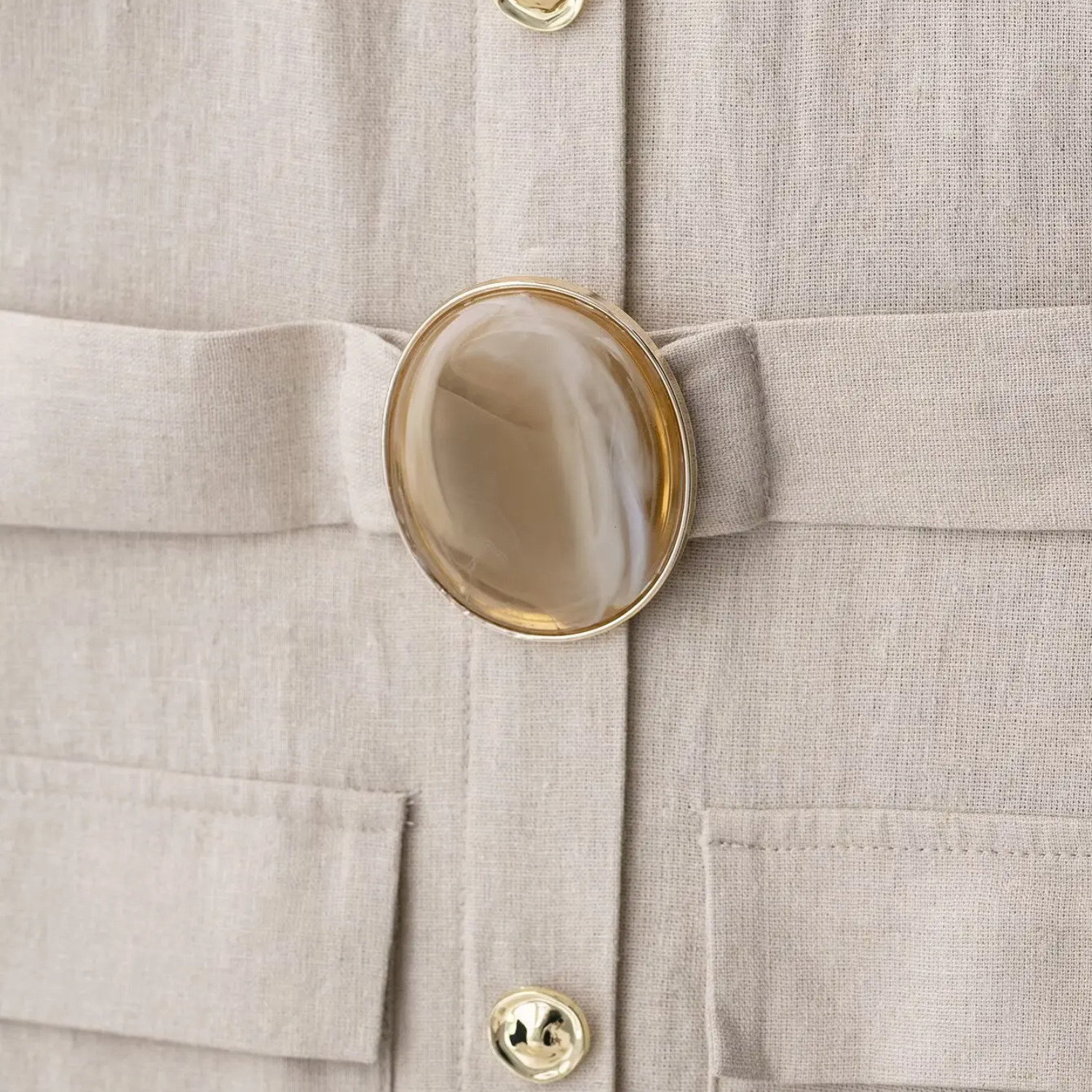 Iris | Sleeveless Linen-Blend Midi Dress with Barrel Pocket Accent