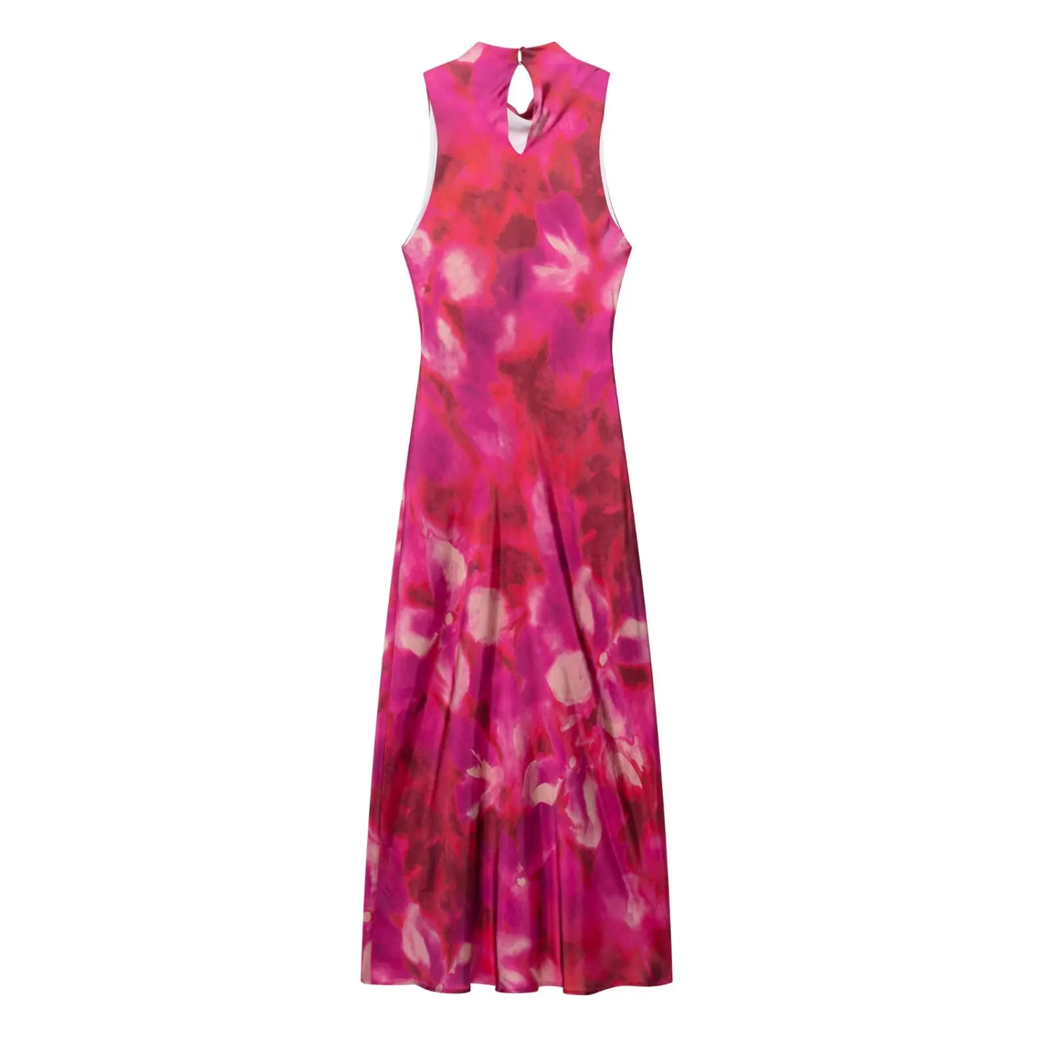 Thea | Printed Satin Midi Dress with Light Luxury Finish
