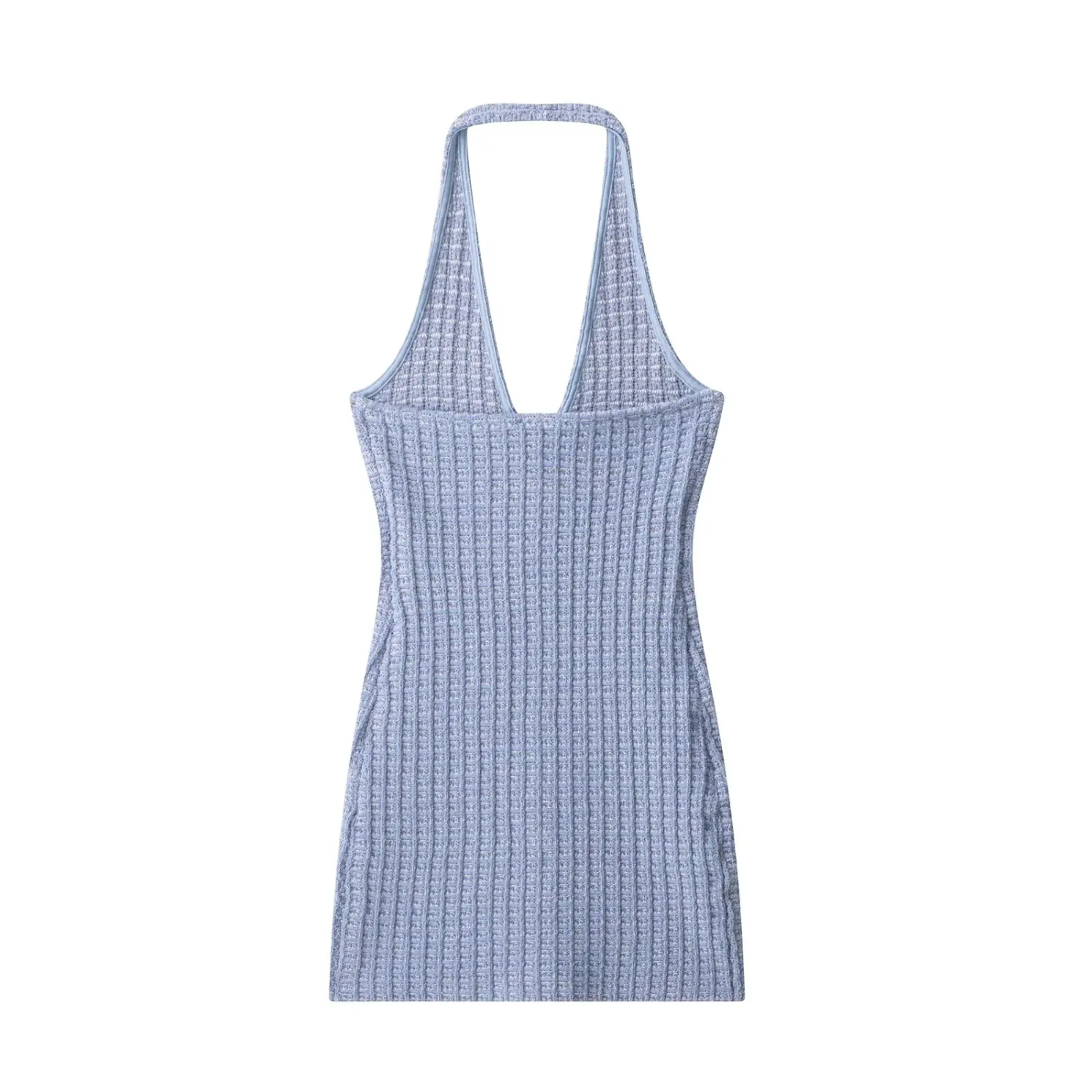 Luna | Button-Front Halter Mini Dress with an Open Back