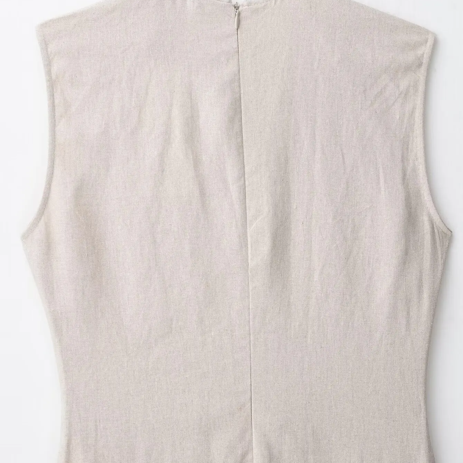 Iris | Sleeveless Linen-Blend Midi Dress with Barrel Pocket Accent
